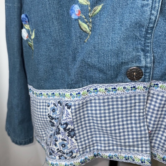 Vintage Cottage Core Embroidered Denim Jacket Large - Picture 9 of 16